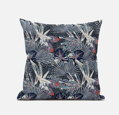 20��� Purple Indigo Tropical Suede Throw Pillow