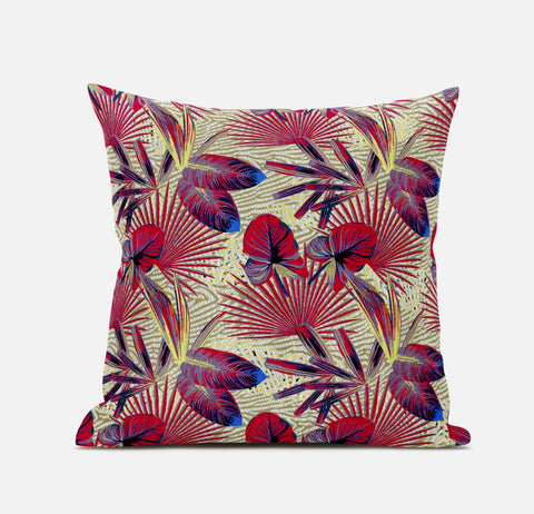 20��� Pink Yellow Tropical Suede Throw Pillow