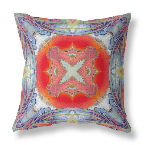 26��� Blue Orange Geo Tribal Indoor Outdoor Throw Pillow