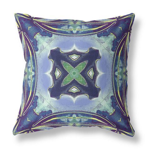 26��� Blue Green Geo Tribal Indoor Outdoor Throw Pillow