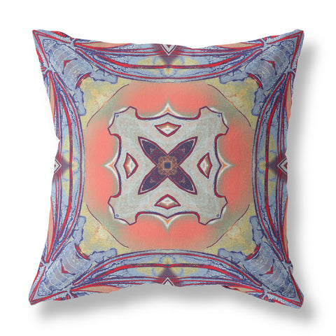 20��� Purple Orange Geo Tribal Indoor Outdoor Throw Pillow