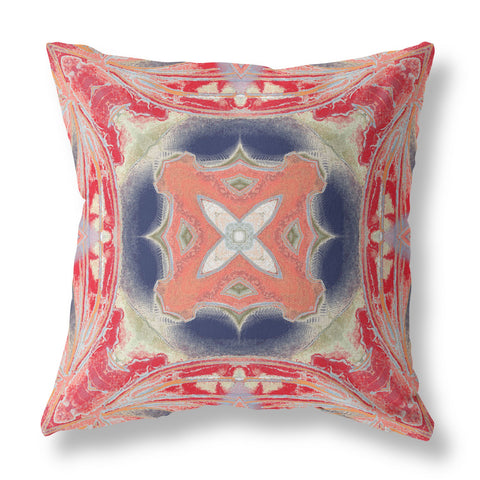 20��� Red Cream Geo Tribal Indoor Outdoor Throw Pillow