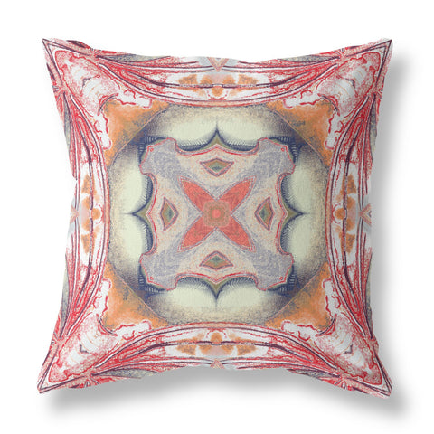 26��� Red Orange Geo Tribal Indoor Outdoor Throw Pillow