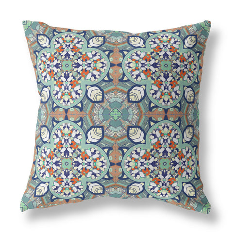 28" Green Orange Cloverleaf Indoor Outdoor Throw Pillow