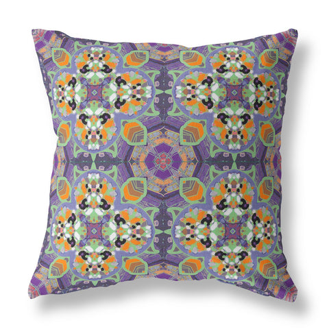 28" Purple Orange Cloverleaf Indoor Outdoor Throw Pillow