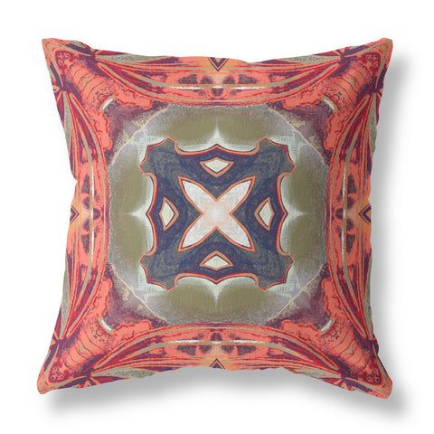 20��� Peach Sage Geo Tribal Suede Throw Pillow