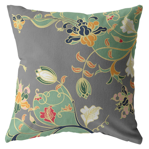 26" Green Gray Garden Indoor Outdoor Throw Pillow