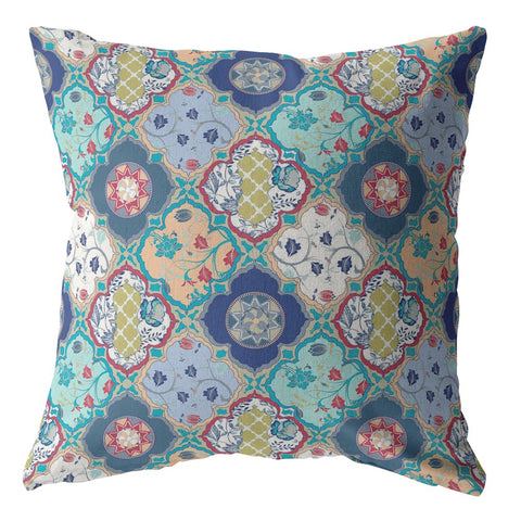 26��� Blue Peach Trellis Indoor Outdoor Throw Pillow