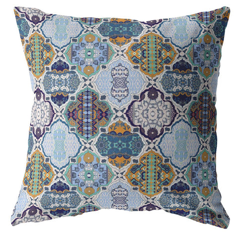 20��� Orange Blue Trellis Indoor Outdoor Throw Pillow