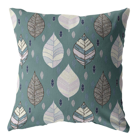 20��� Pine Green Leaves Indoor Outdoor Throw Pillow