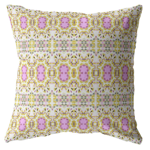 20��� Yellow Lavender Geofloral Indoor Outdoor Throw Pillow