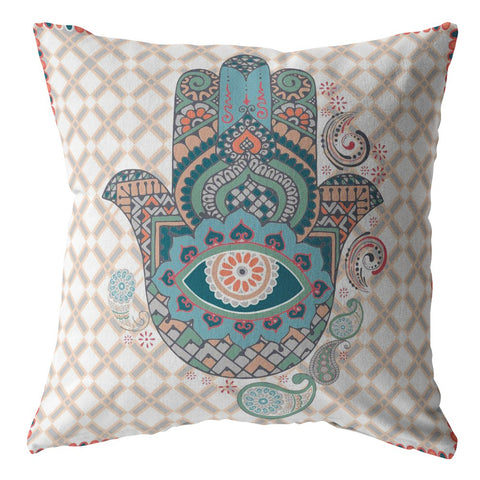 26��� Blue Gray Hamsa Indoor Outdoor Throw Pillow