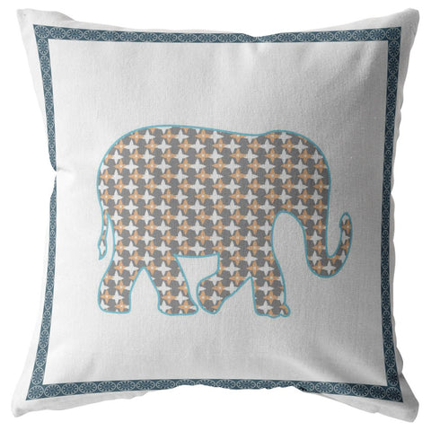 26��� Gold White Elephant Indoor Outdoor Throw Pillow