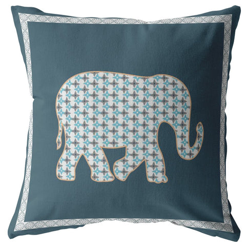 26��� Spruce Blue Elephant Indoor Outdoor Throw Pillow