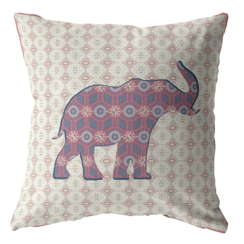 26" Magenta Elephant Indoor Outdoor Throw Pillow