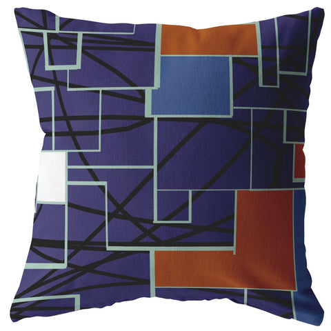 28" Navy Puzzle Piece Indoor Outdoor Throw Pillow