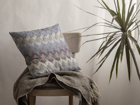 26��� Blue Gray Hatch Indoor Outdoor Throw Pillow