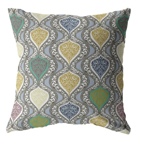 26��� Gray Gold Ogee Indoor Outdoor Throw Pillow