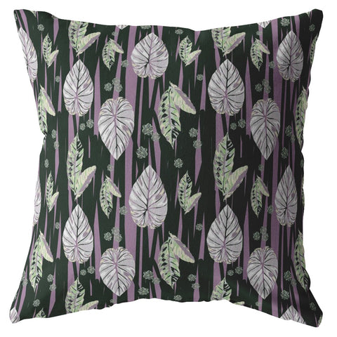 26��� Black Purple Fall Leaves Indoor Outdoor Throw Pillow