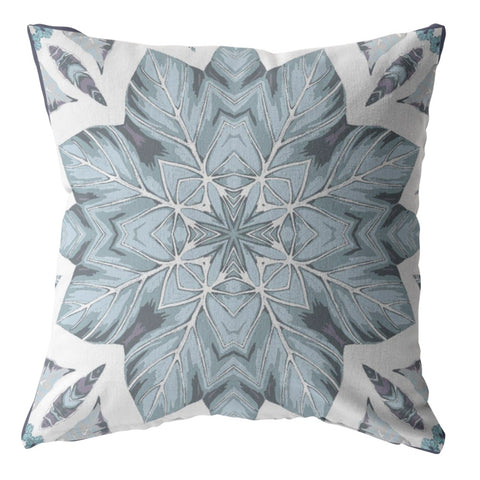 26" Blue Floral Forest Indoor Outdoor Throw Pillow