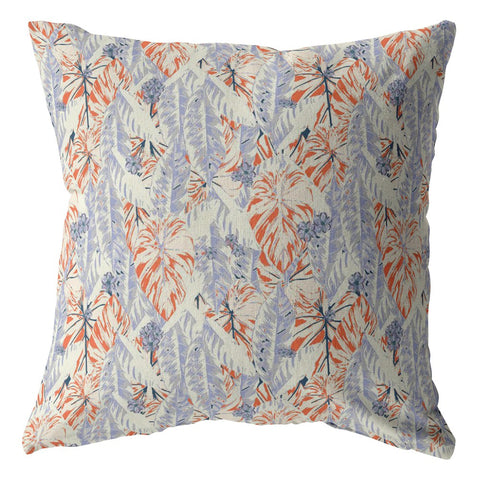 26" Orange Lavender Tropics Indoor Outdoor Throw Pillow