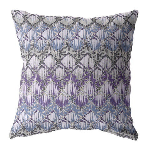 20��� Purple Gray Hatch Indoor Outdoor Zippered Throw Pillow