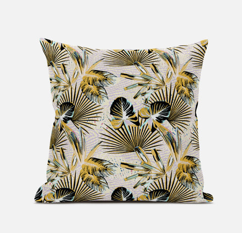 20��� Yellow Black Tropical Zippered Suede Throw Pillow