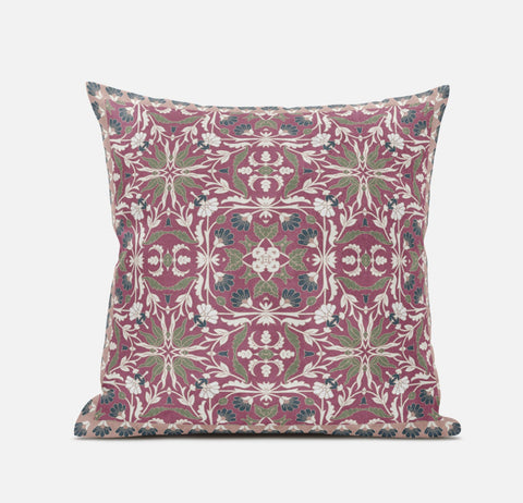 20��� Magenta White Paisley Zippered Suede Throw Pillow