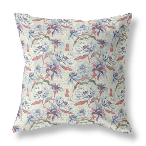 20��� Pale Blue Orange Roses Indoor Outdoor Throw Pillow