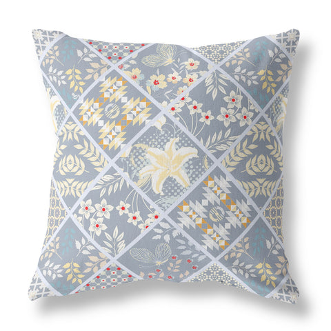 26��� Gray Yellow Patch Indoor Outdoor Throw Pillow