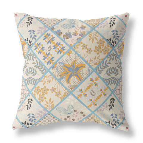 26��� Gold Cream Patch Indoor Outdoor Throw Pillow