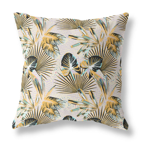 20��� Yellow Black Tropical Indoor Outdoor Throw Pillow