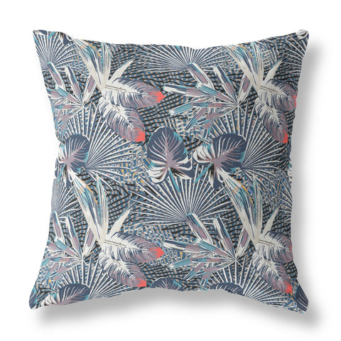 20��� Purple Indigo Tropical Indoor Outdoor Throw Pillow