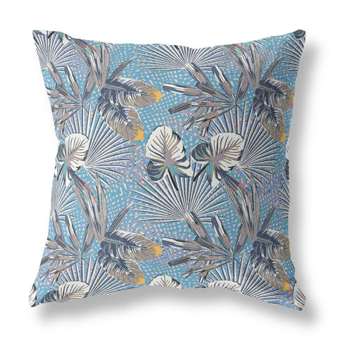 26��� Gray Blue Tropical Indoor Outdoor Throw Pillow