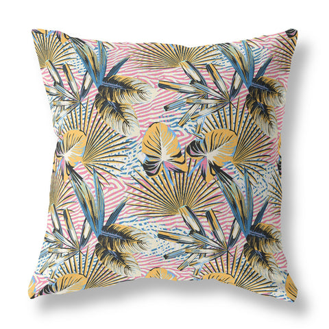 26��� Gold Pink Tropical Indoor Outdoor Throw Pillow