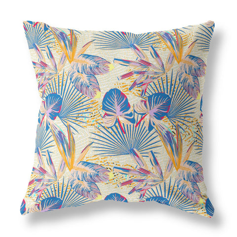 26��� Blue Cream Tropical Indoor Outdoor Throw Pillow