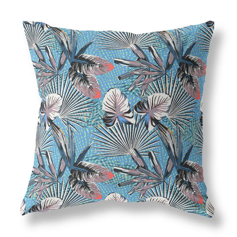 26��� Black Blue Tropical Indoor Outdoor Throw Pillow