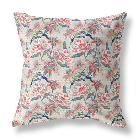 26��� Red Pale Green Roses Indoor Outdoor Throw Pillow