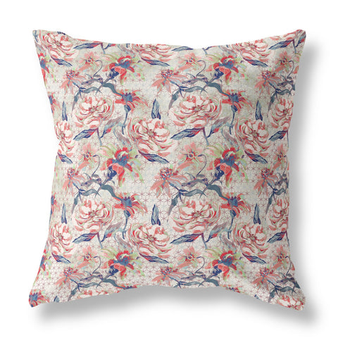 26��� Red Light Indigo Roses Indoor Outdoor Throw Pillow