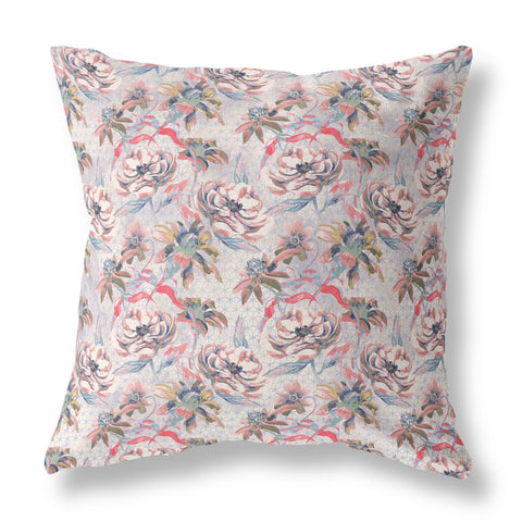 20��� Lavender Pink Roses Indoor Outdoor Throw Pillow