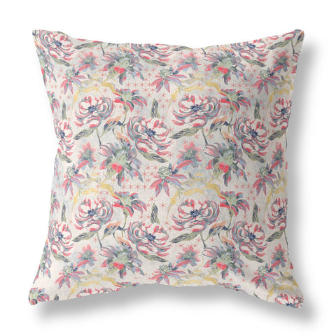 20��� Pink Yellow Roses Indoor Outdoor Throw Pillow