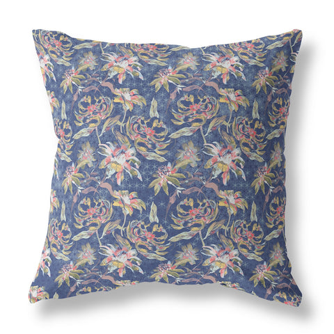 26��� Blue Yellow Roses Indoor Outdoor Throw Pillow