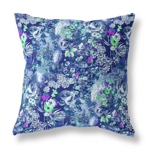 26" Purple Blue Springtime Indoor Outdoor Throw Pillow