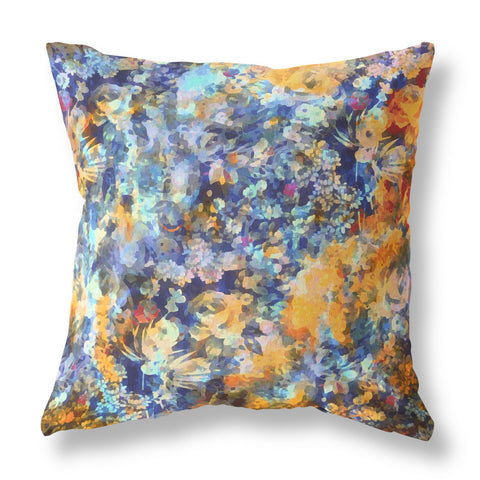 26" Orange Indigo Springtime Indoor Outdoor Throw Pillow