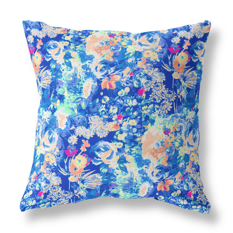 26" Bright Blue Springtime Indoor Outdoor Throw Pillow