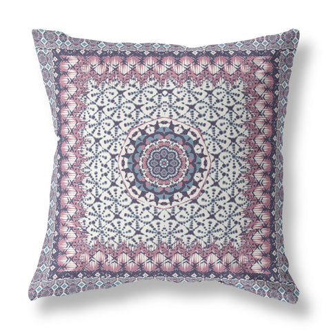 20��� Pink Gray Holy Floral Indoor Outdoor Throw Pillow