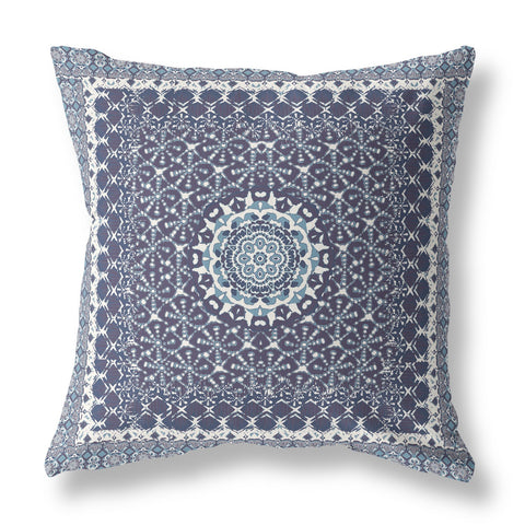 26��� Slate Blue Holy Floral Indoor Outdoor Throw Pillow