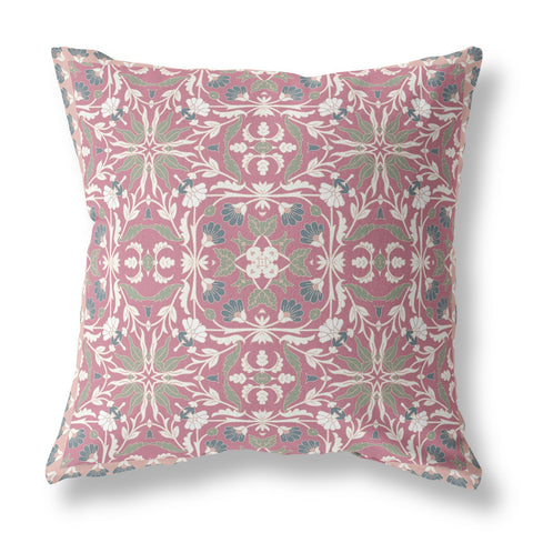 20��� Magenta White Paisley Indoor Outdoor Throw Pillow