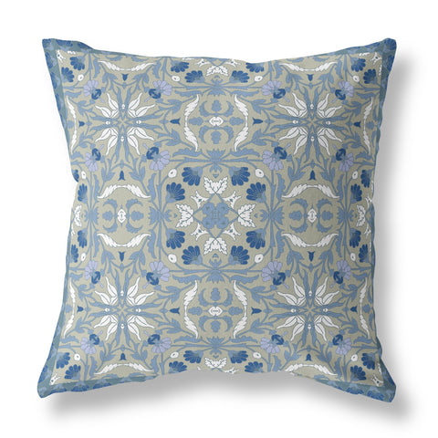 26��� Gray Indigo Paisley Indoor Outdoor Throw Pillow