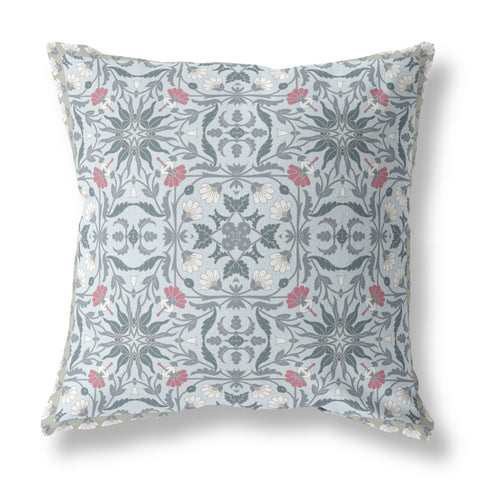 20��� Powder Blue Paisley Indoor Outdoor Throw Pillow